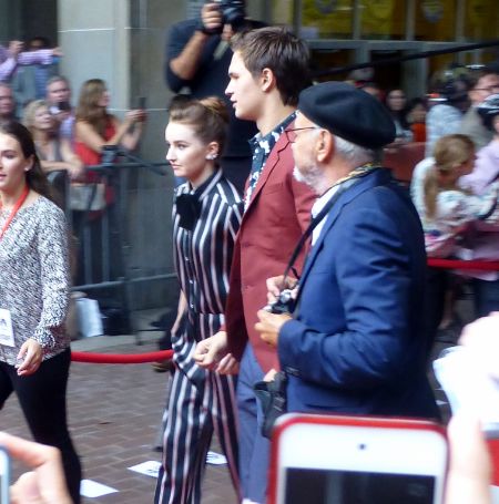 Kaitlyn Dever and Ansel Elgort during the premiere of their movie.
